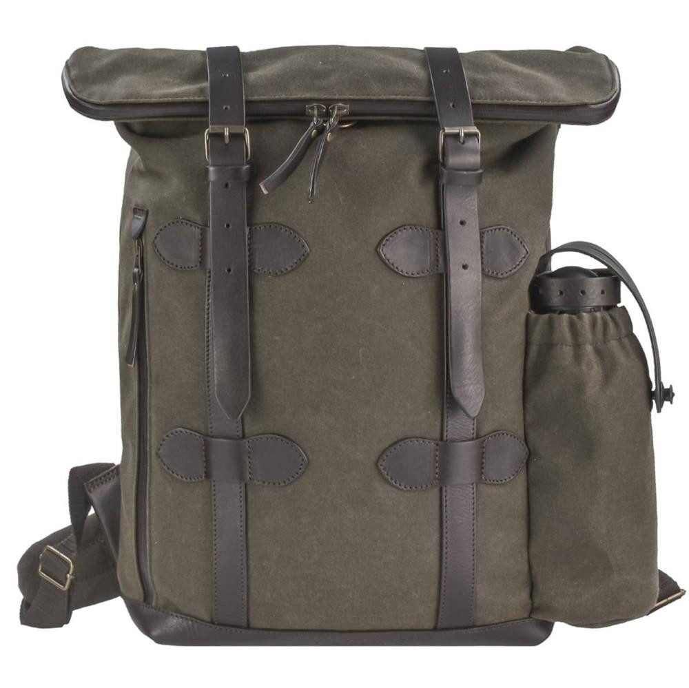 Ruitertassen Tagesrucksack Overland, Rolltop Rucksack, Canvas, Leder olivgrün, wasserdichte Reißverschlüsse