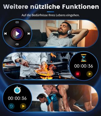 Lige Smartwatch (1,39 Zoll, iOS Android), Herren 300mAh mit Telefonfunktion Wasserdicht Fitness 100+ Sportmodi