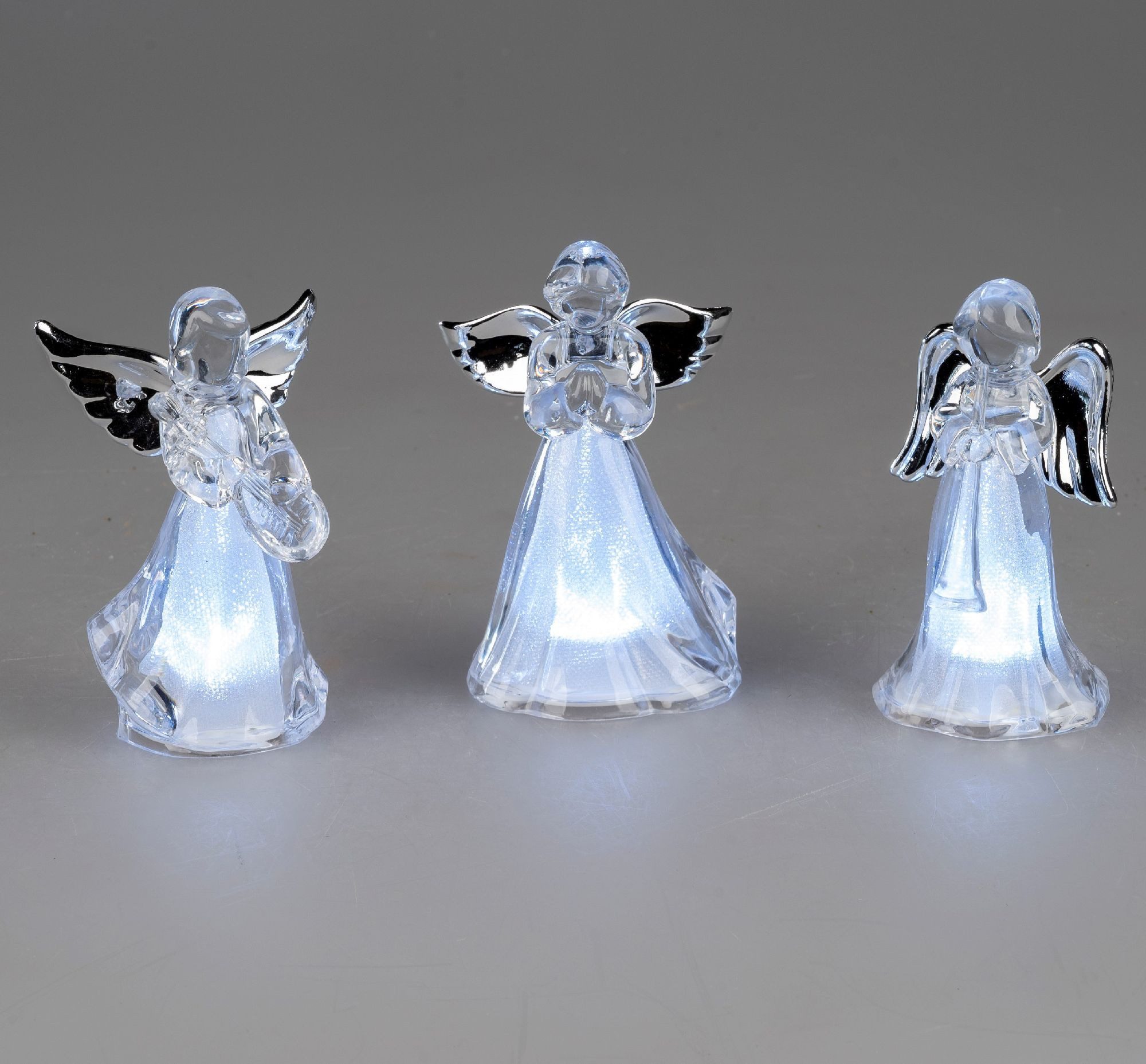 formano Dekofigur Winterzeit Acryl, mit Timerfunktion, Mehrfarbig, Motiv: Engel