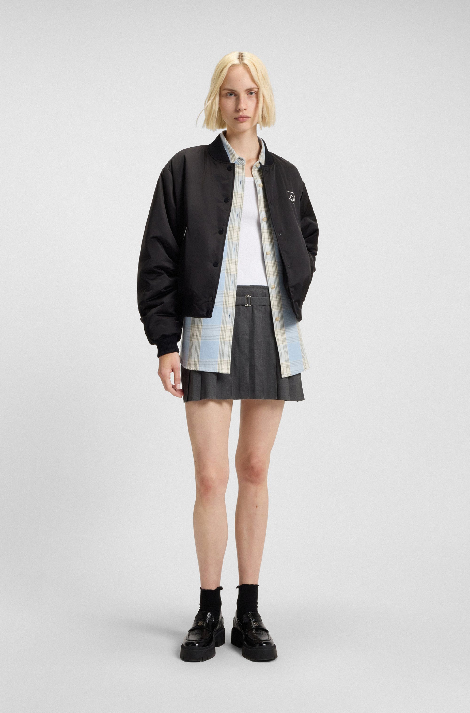 HUGO Blue Minikleid Norila TwoinOne Slim Fit, mit plissiertem Rockteil Top günstig online kaufen