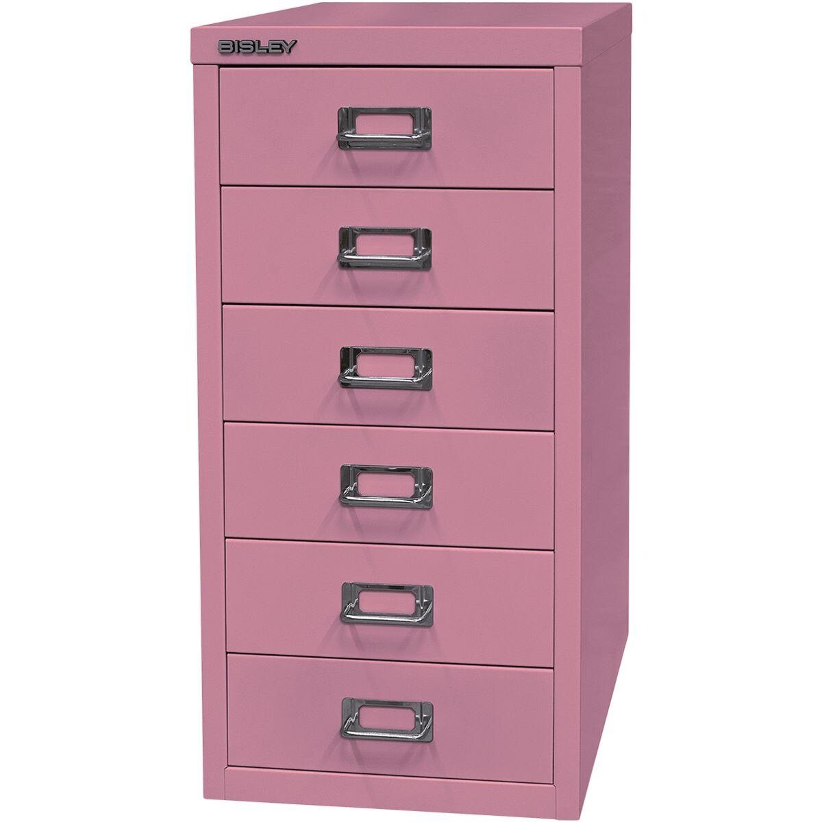 Bisley Beistellschrank MultiDrawer Stahl, pink Schrank Schubladen, A4 aus Sockel, 6 ohne