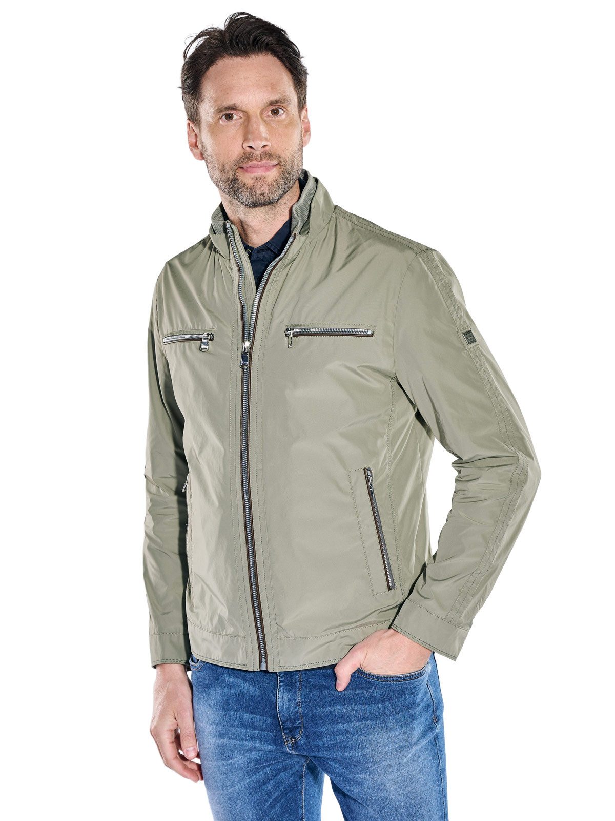 Engbers Kurzjacke Herren Sportive Jacke mit dezentem Glanz, Khaki