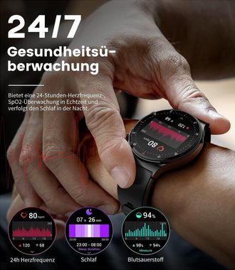 Lige Herren's mit Telefonfunktion IP68 Wasserdicht Smartwatch (1,43 Zoll), mit Schlafmonitor 24/7 Herzfrequen, SpO2, 110+ Sportmodi Fitnessuhr