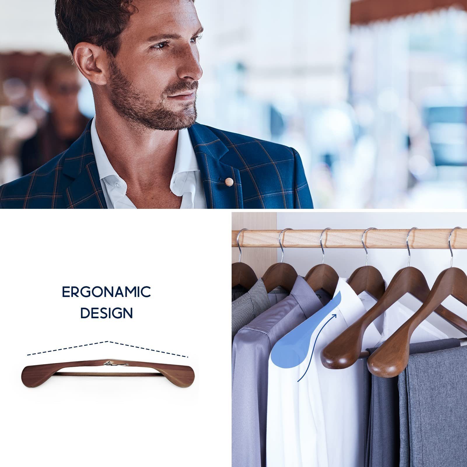 House Day Kleiderbügel Anzug Holz, rutschfest, Anzugbügel, (6-tlg), Breit J günstig online kaufen