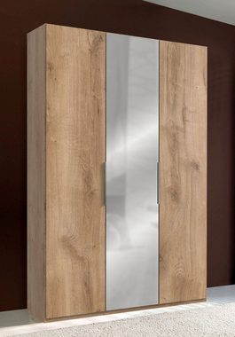 Wimex Kleiderschrank Level (Level, 1-St., 3-türiger Kleiderschrank mit Spiegel) 150x58x216cm Plankeneiche / Spiegel