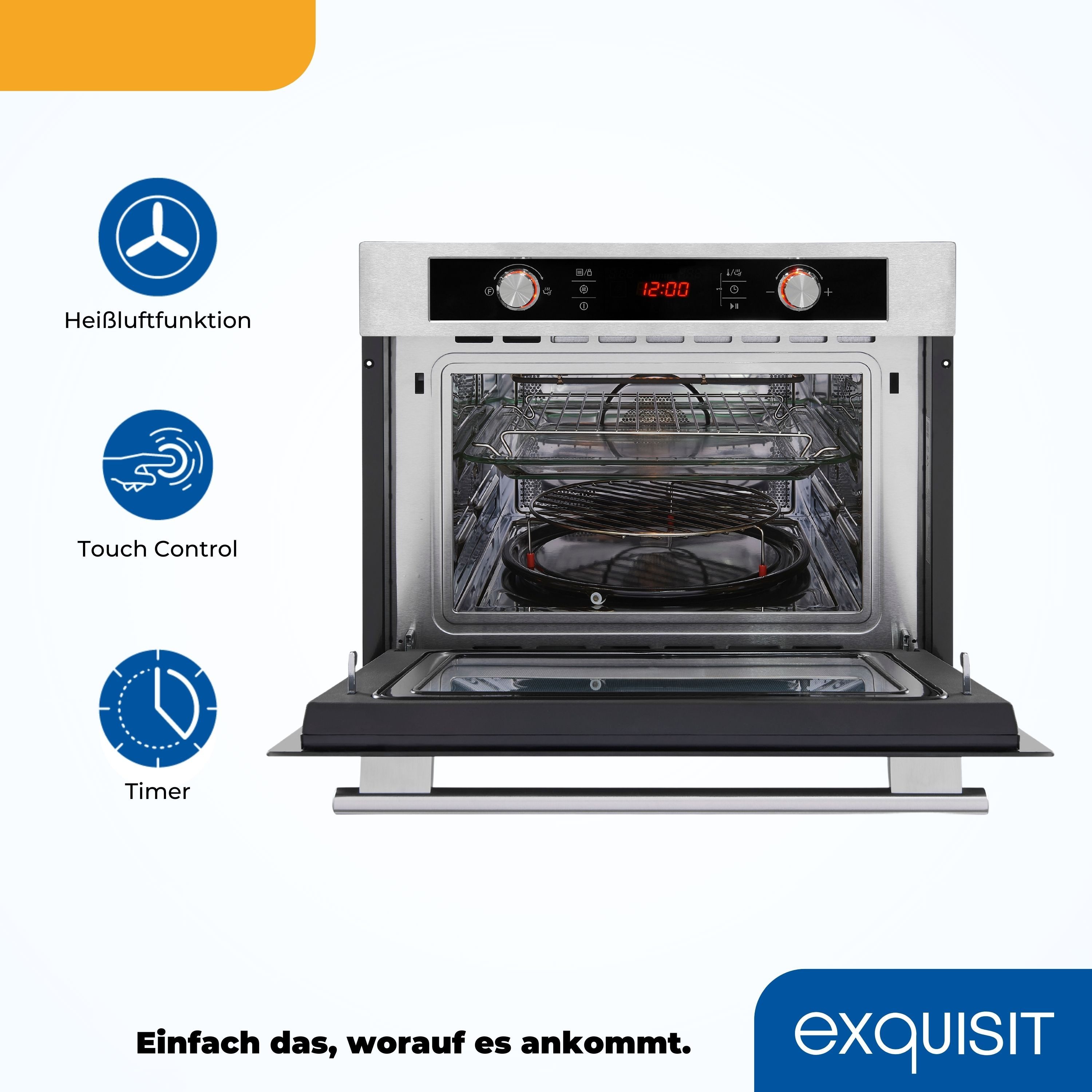 exquisit Einbau-Mikrowelle EBM 4544 Hi, Mikrowelle, 44 l, Egal ob Pizza, Gemüse oder Fleisch-perfekte Ergebnisse auf Knopfdruck