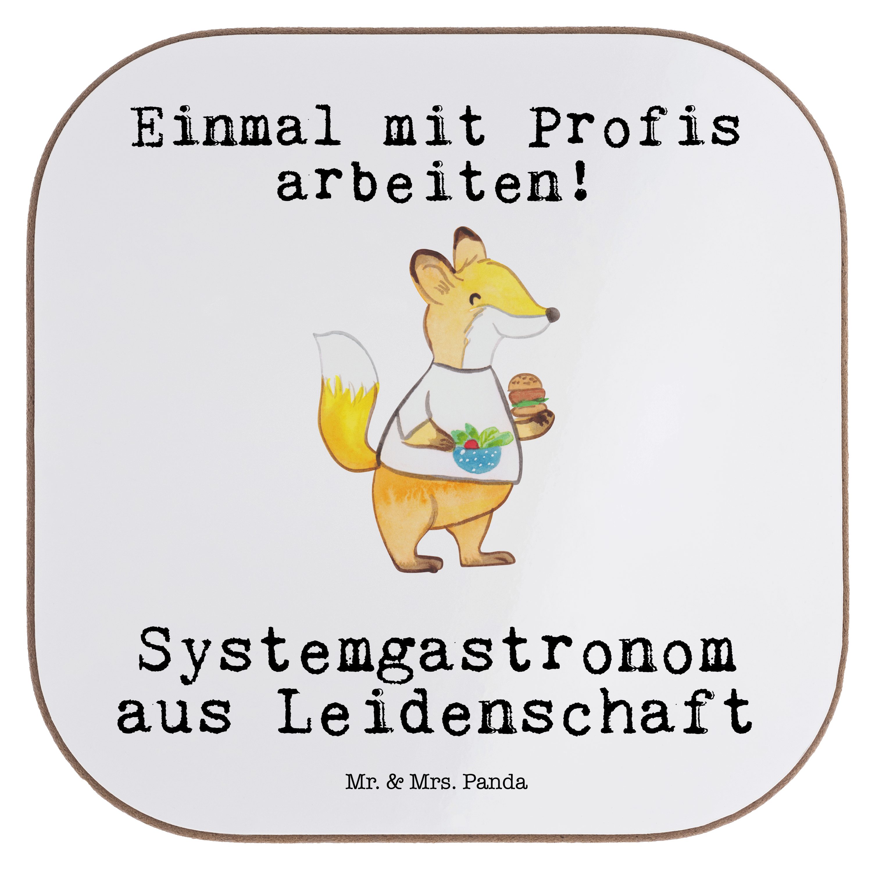 Mr. & Mrs. Panda Getränkeuntersetzer Systemgastronom aus Leidenschaft - Weiß - Geschenk, Getränkeuntersetz, 1-tlg.