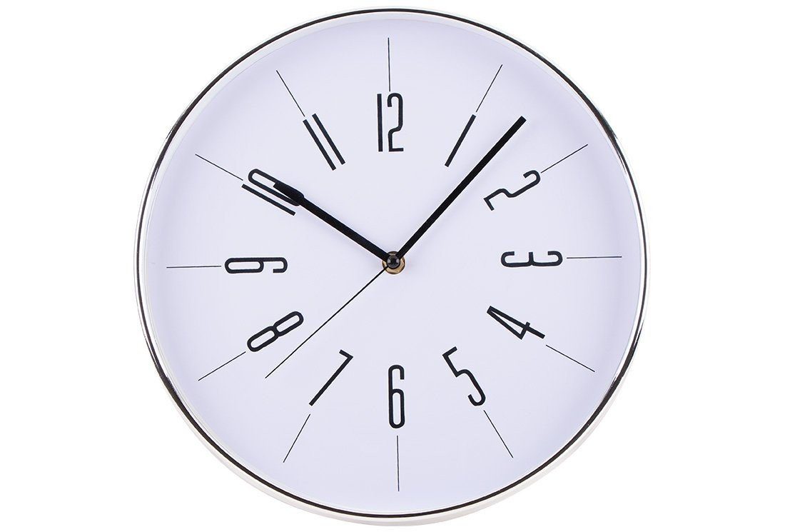 Dekonaz Wanduhr Moderne schlichte Wanduhr Weiß-Silber rund lautlos 30x30 cm günstig online kaufen