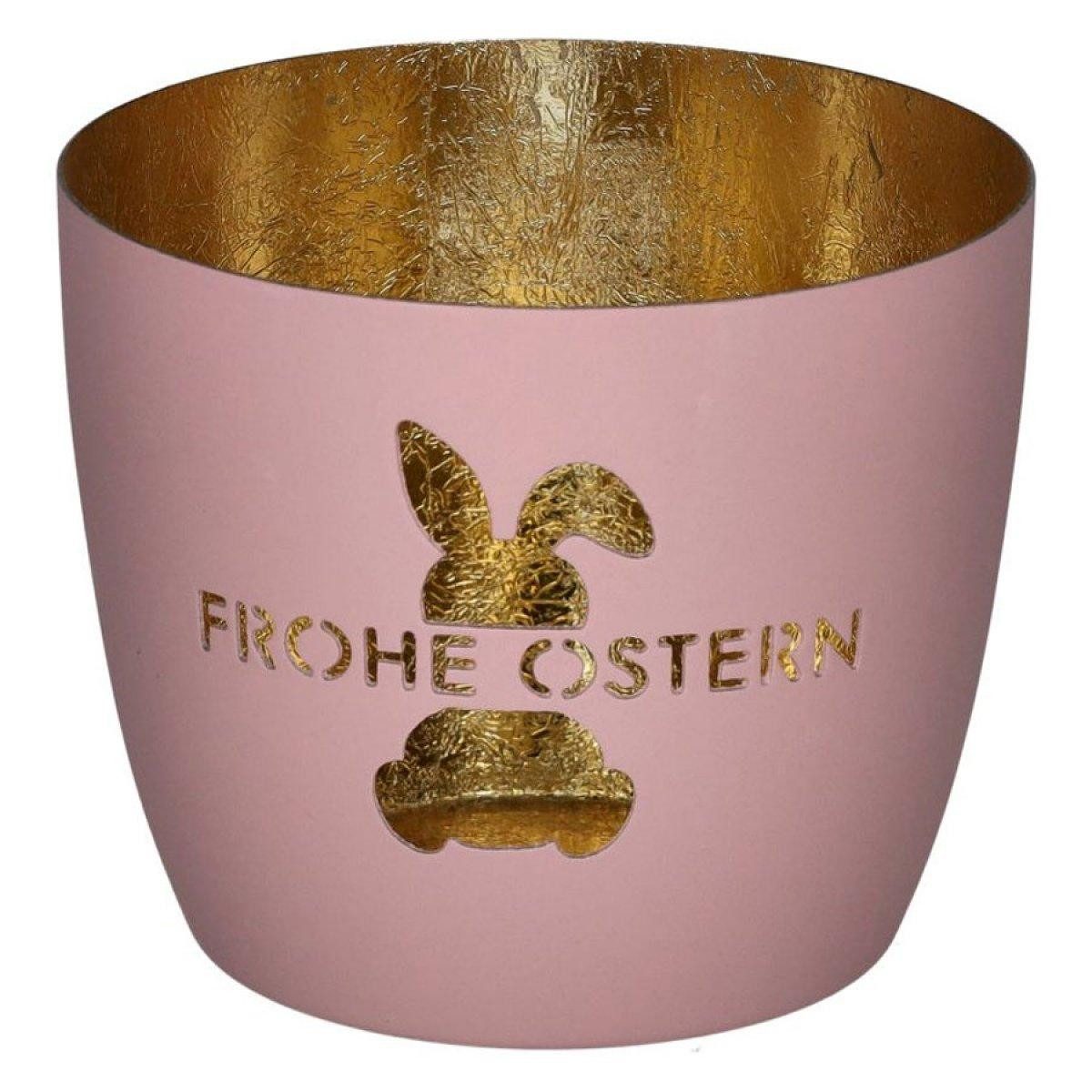 Giftcompany Osterhase Windlicht Madras Frohe Ostern Rosa Gold