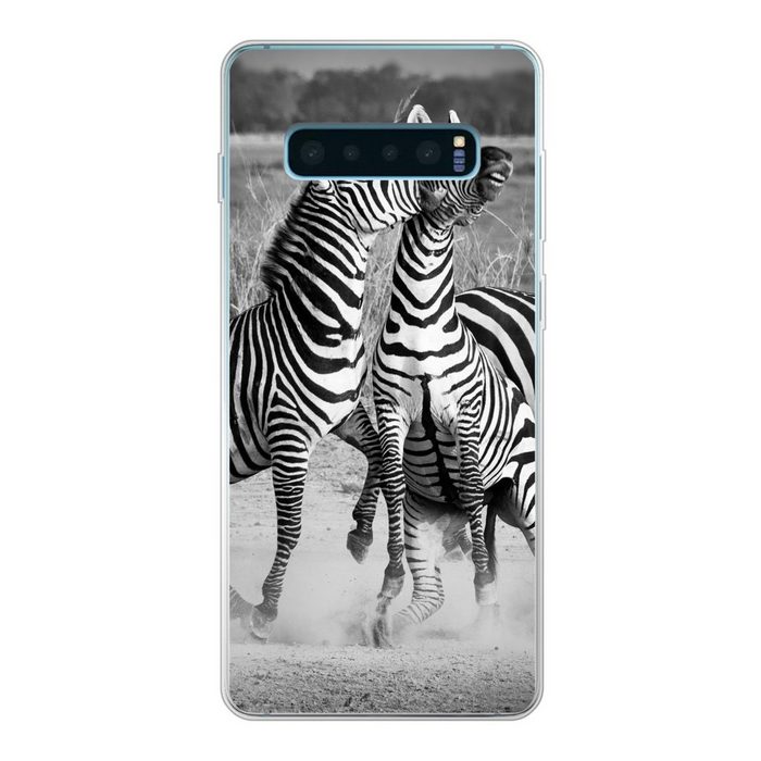 MuchoWow Handyhülle Kämpfende Zebras Phone Case Handyhülle Samsung Galaxy S10 Lite Silikon Schutzhülle