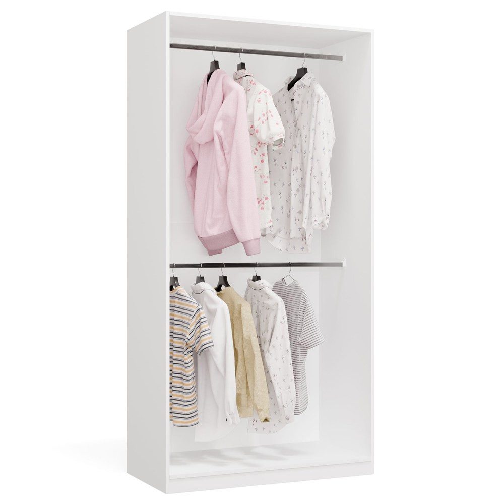 ibonto Kleiderschrank Offener Kleiderschrank mit Kleiderstange und 6 Ablagen, modular