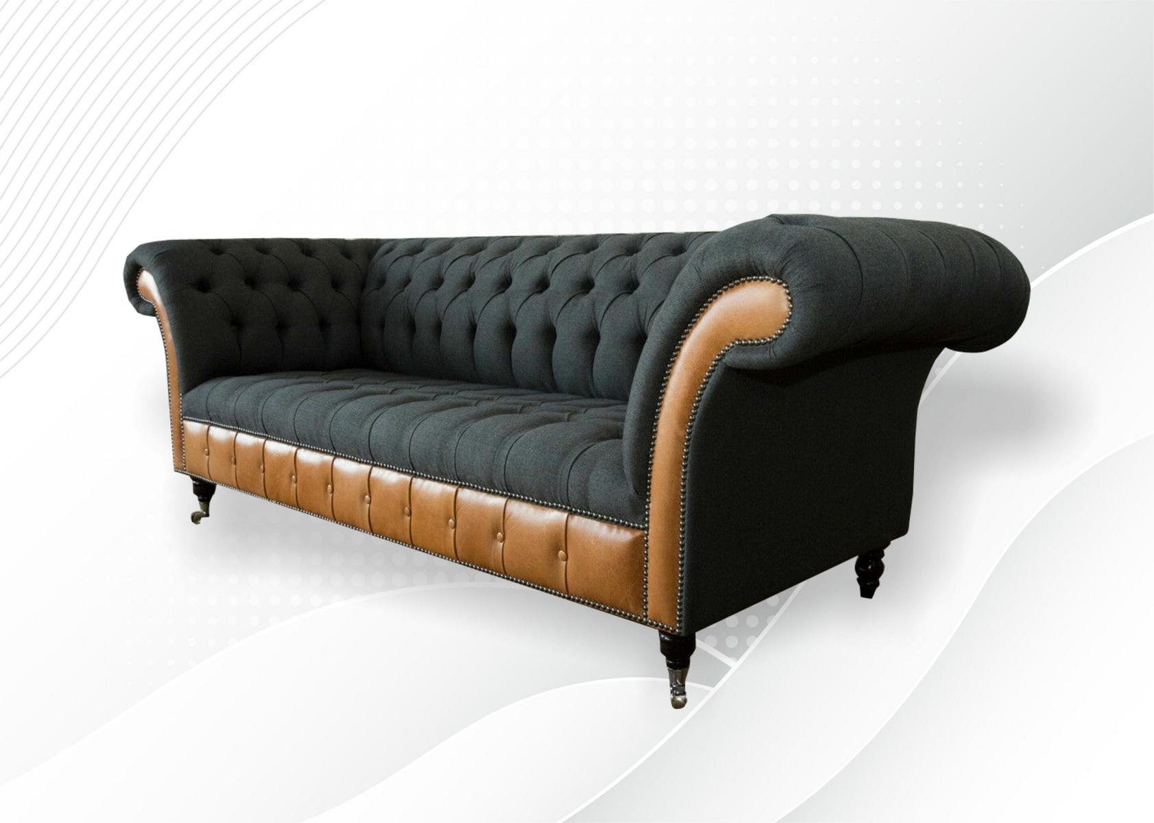 JVmoebel Chesterfield-Sofa, Chesterfield 3 Sitzer Sofa 225 Couch Design cm Sofa