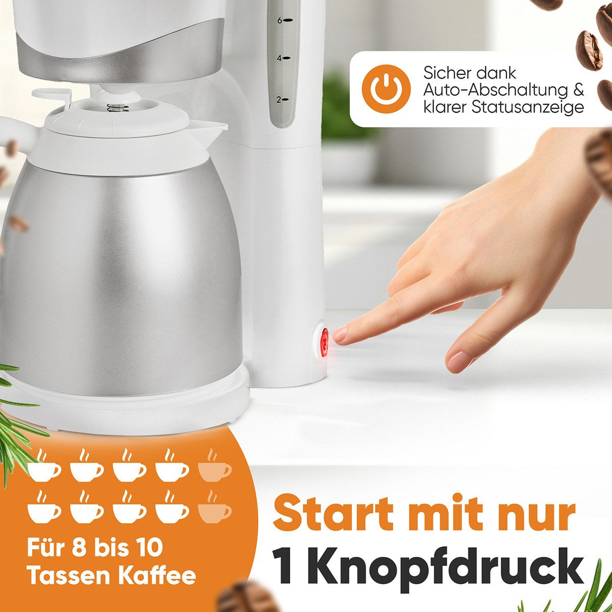 CLATRONIC Filterkaffeemaschine KA 3327, Kaffeemaschine mit Thermoskanne, für 8-10 Tassen