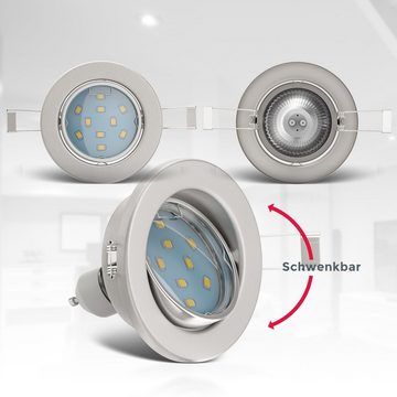 B.K.Licht LED Einbaustrahler, Leuchtmittel wechselbar, Warmweiß, LED Einbauleuchten, schwenkbar, weiß, inkl. 3W 250lm GU10, Decken-Spot