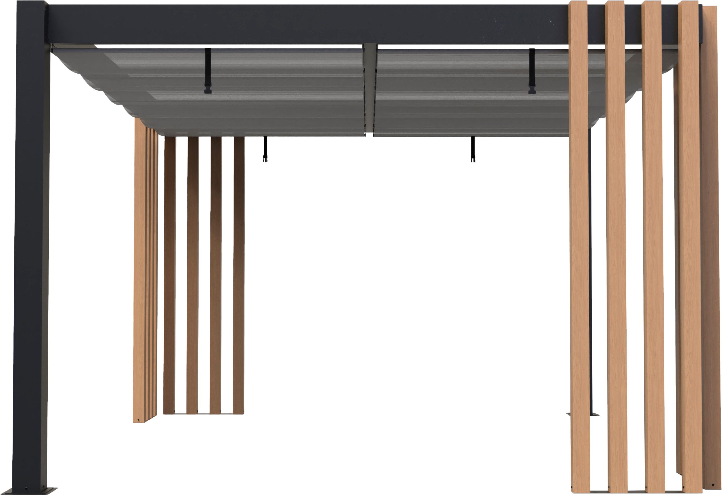 Sojag Pavillon Lito 1012 mit Sonnensegel Schwarz-Grau, Massive Konstruktion aus Aluminium