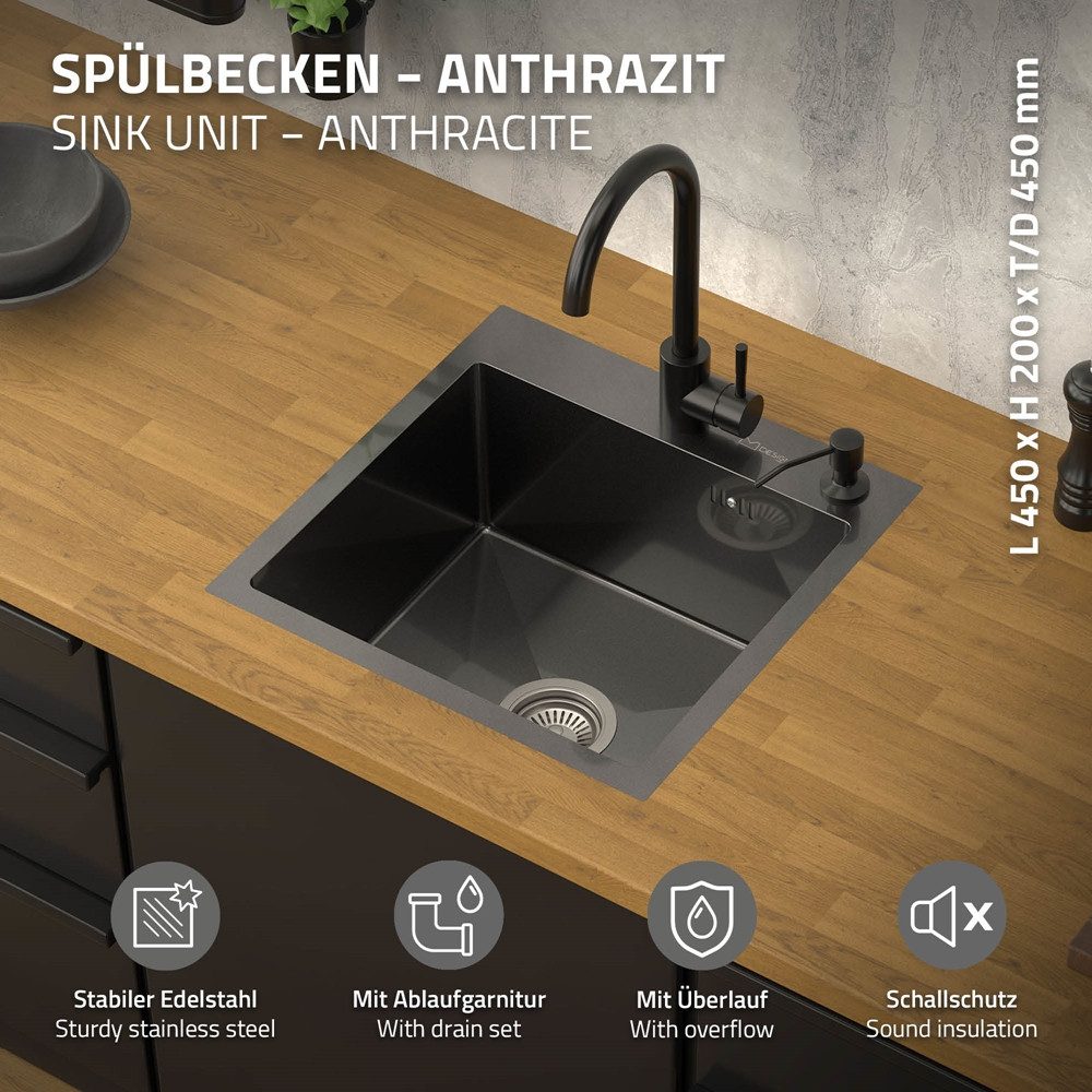 ML-DESIGN Küchenspüle Spülbecken aus Edelstahl, mit Ab- und Überlaufgarnitu günstig online kaufen