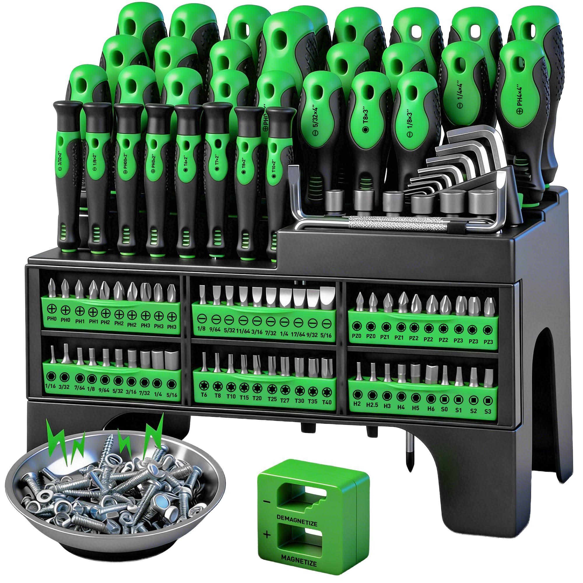 BlingBin Schraubendreher 118-teiliges Magnetisches Schraubendreher-Set mit Kunststoff-Ranking, (Spar-Set, 118 St., 118tlg), Präzisionsschraubendreher-Set, Kreuzschlitz & Flachkopfschraubendreher