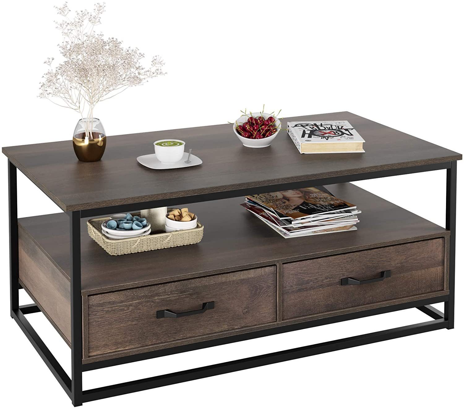 HOMECHO Couchtisch, Wohnzimmertisch Schubladen Sofatisch Holz günstig online kaufen