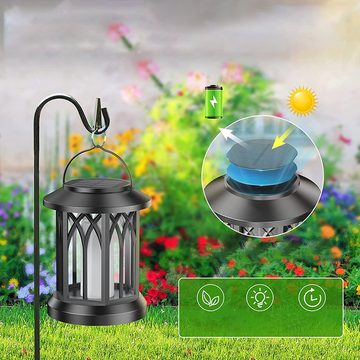 AKKEE LED Solarleuchte Garten Solarlampen für Außen Hängend, 2 Stücke Solar Laternen, Warmweiß, Solarleuchten Gartendeko mit Clips für Außen Hof Halloween Balkon