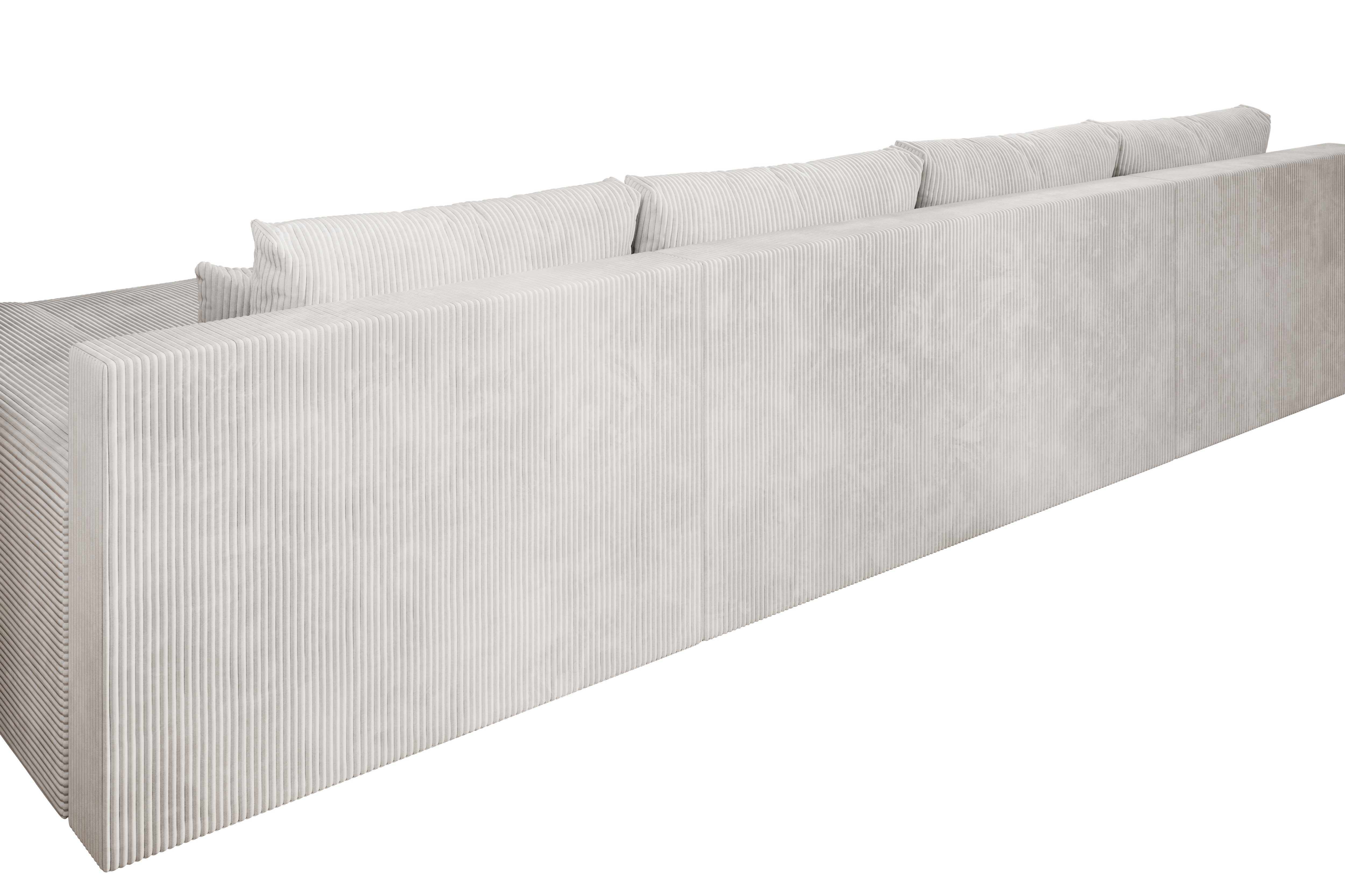 Credo Möbel U-Form mit und U-Form, beige Couch Bettkasten, Ecksofa Ecksofa PROMETO Schlaffunktion