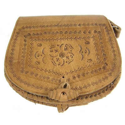 SIMANDRA Handtasche Umhängetasche aus Leder Oval, Hellbraun