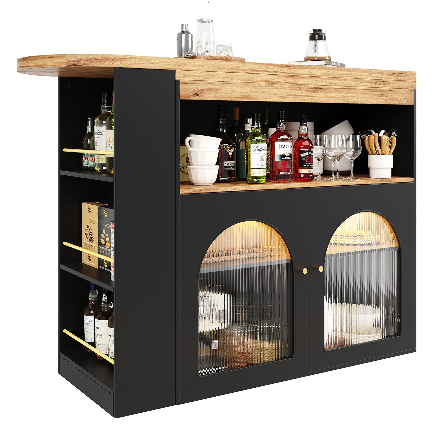 OUTMAX Bartisch 138-193X39X105CM ausziehbarer, Mit Stauraum, günstig online kaufen