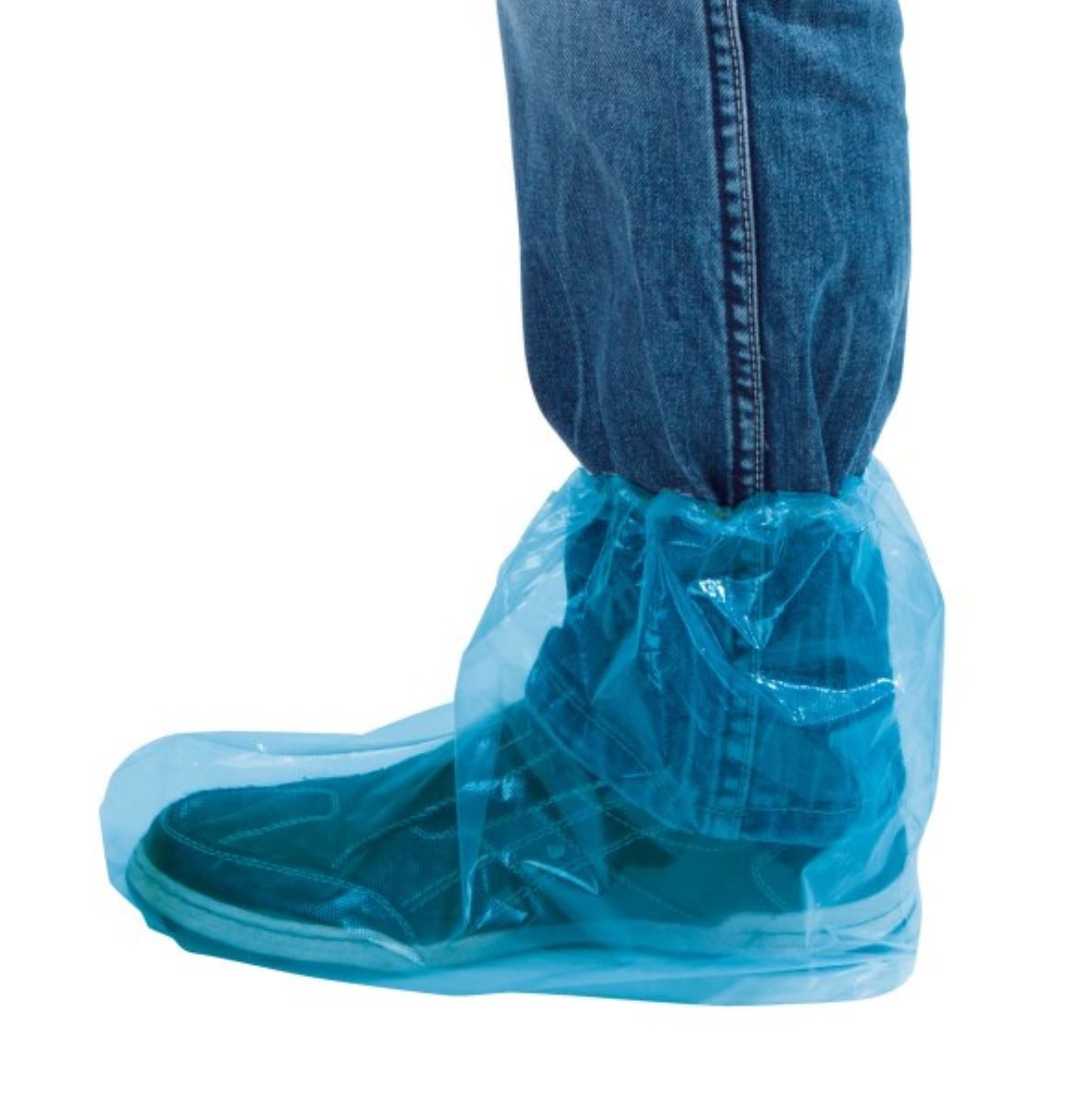 Kerbl Schuhüberzieher Einmalüberschuhe mit Gummizug halbhoch, 400 x 290 mm blau transparent (Stück, 100) sicheren Sitz