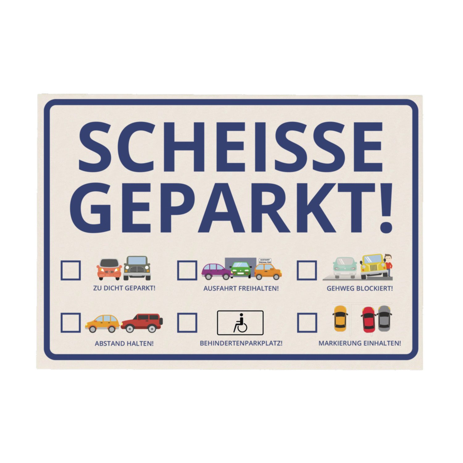 FTWdesign Notizblock Scheisse Geparkt! Comic Edition Notizblock für die Windschutzscheibe