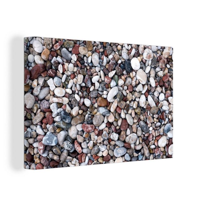 OneMillionCanvasses® Leinwandbild Naturstein - Schotter - Steine (1 St) Wandbild Leinwandbilder Aufhängefertig Wanddeko