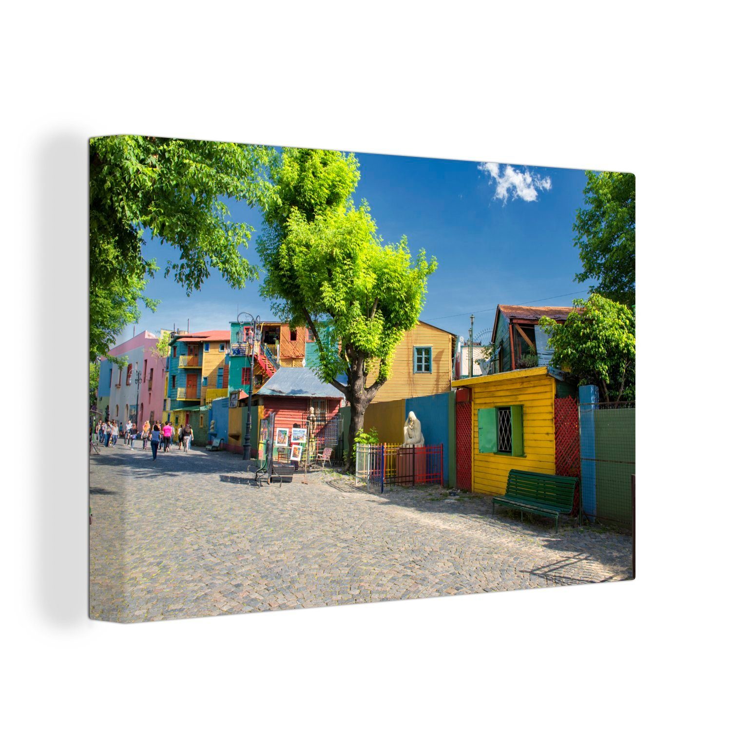 Wandbild (1 Leinwandbild OneMillionCanvasses® von Argentinien, von Foto Straßen Wanddeko, den St), Boca in bunten La Aufhängefertig, 30x20 cm Leinwandbilder,