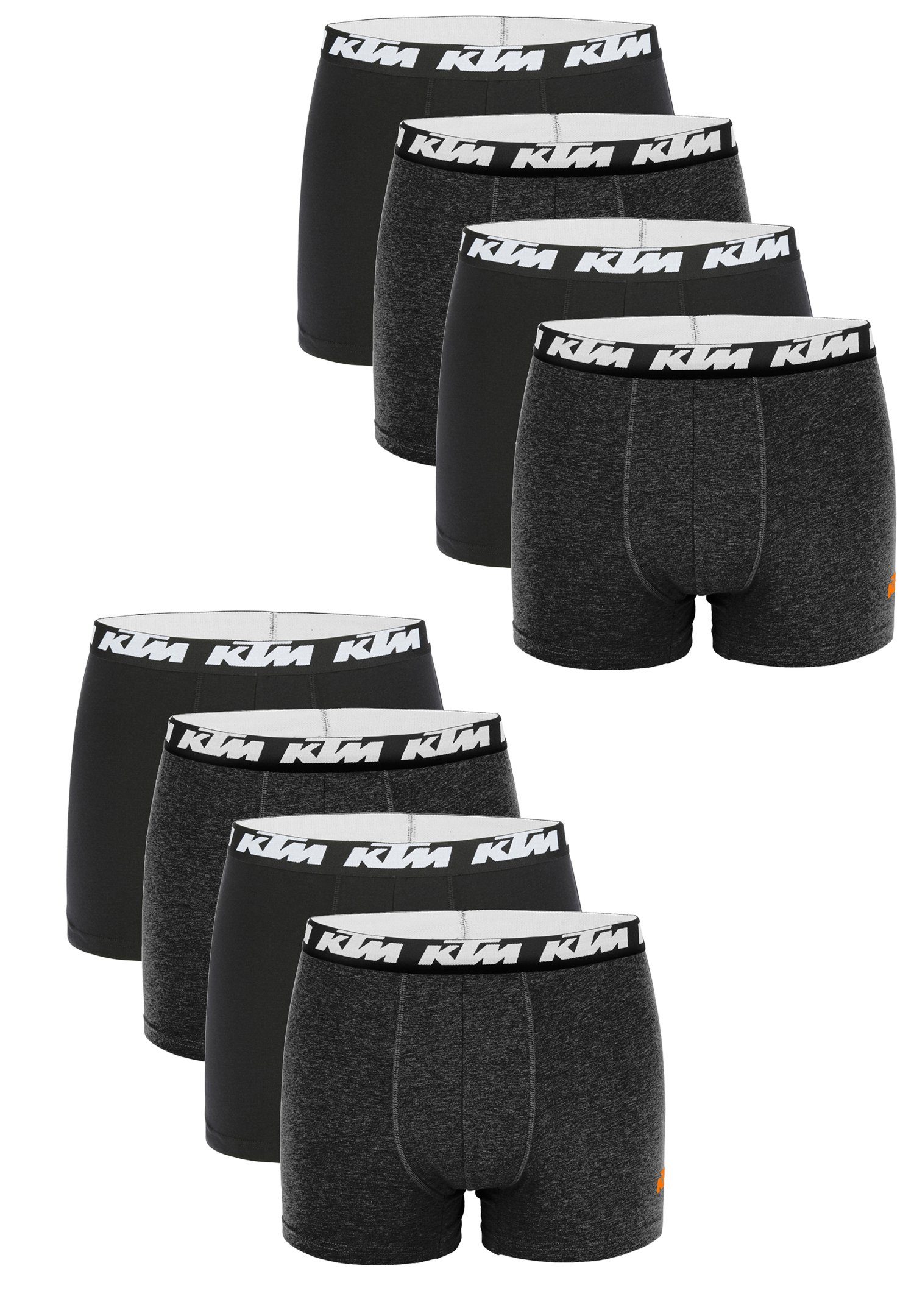 KTM Boxershorts 8er Pack Boxer Man Cotton (Set, 8-St., 8er-Pack) Dark Grey / Black