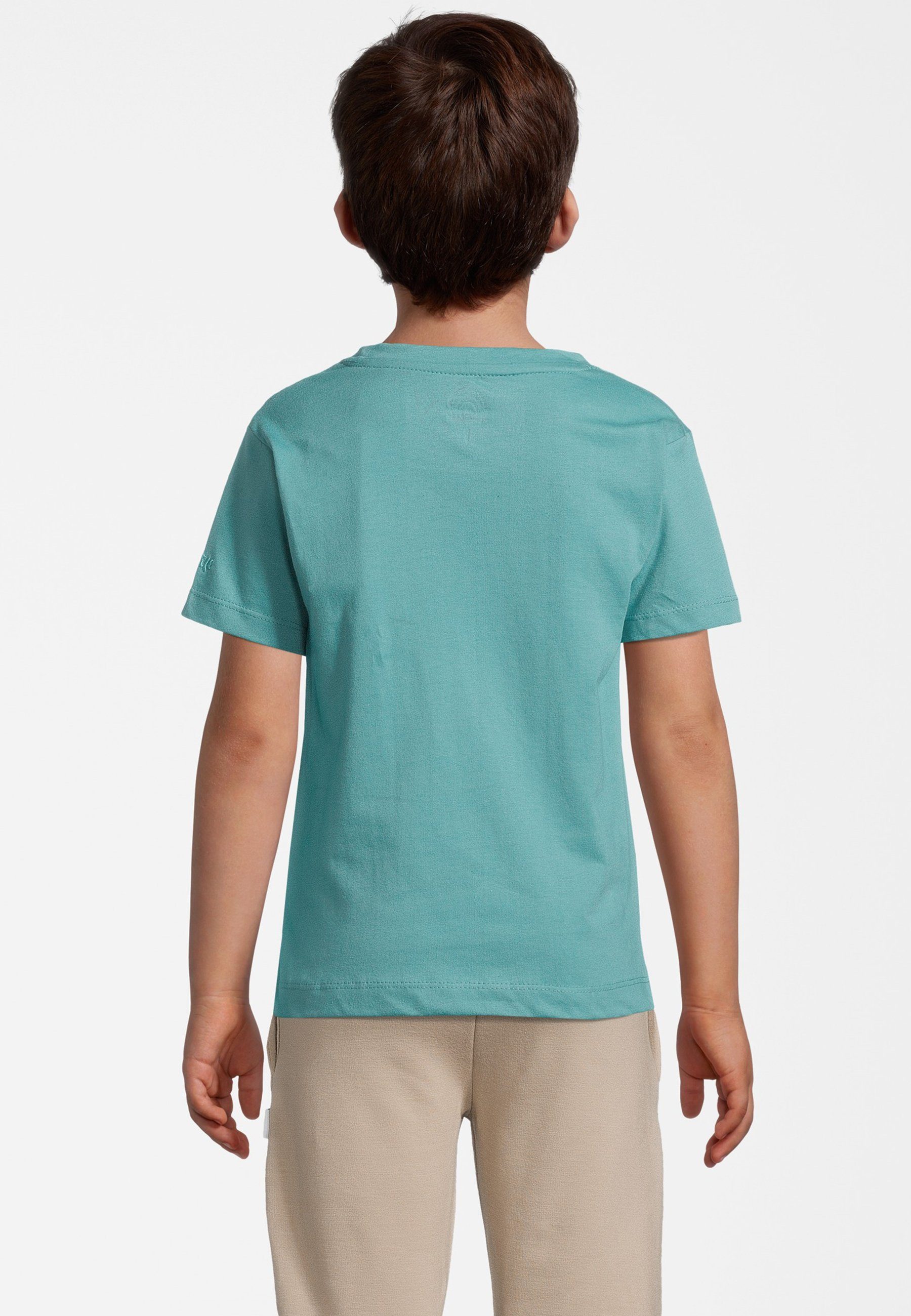 New Life T-Shirt TEE - Bio-Baumwolle zertifizierte POCKET PATCH NECK Türkis GOTS CREW