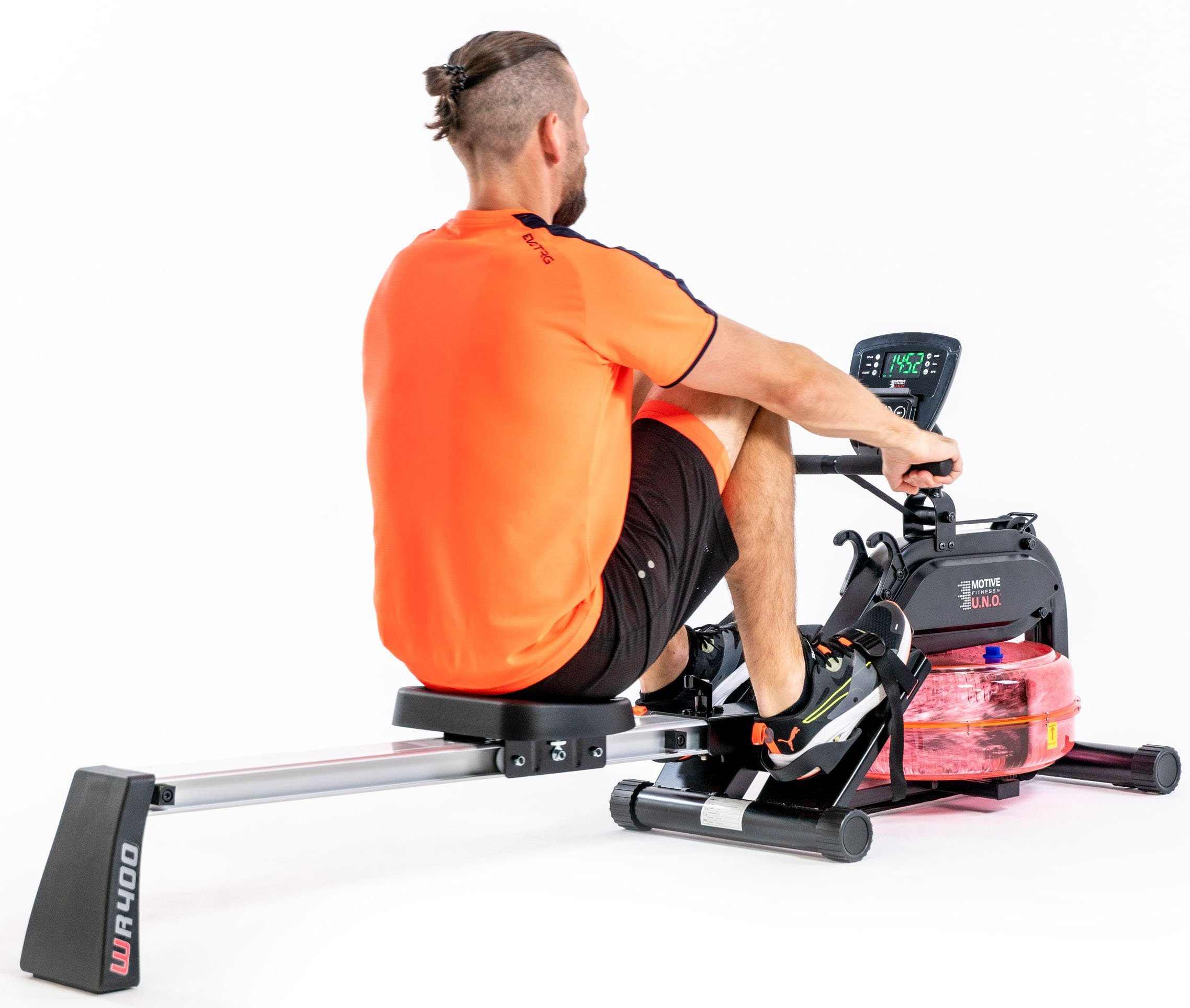 MOTIVE FITNESS by U.N.O. Rudergerät WR 400 (8-tlg., 120 kg max. Benutzergewicht, Sport), Rudermaschine, Wasserwiderstand, klappbar