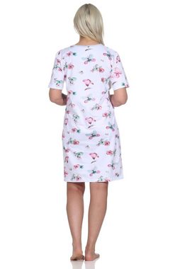 Normann Nachthemd Damen kurzarm Nachthemd in floralem Schmetterlings Print - 122 212