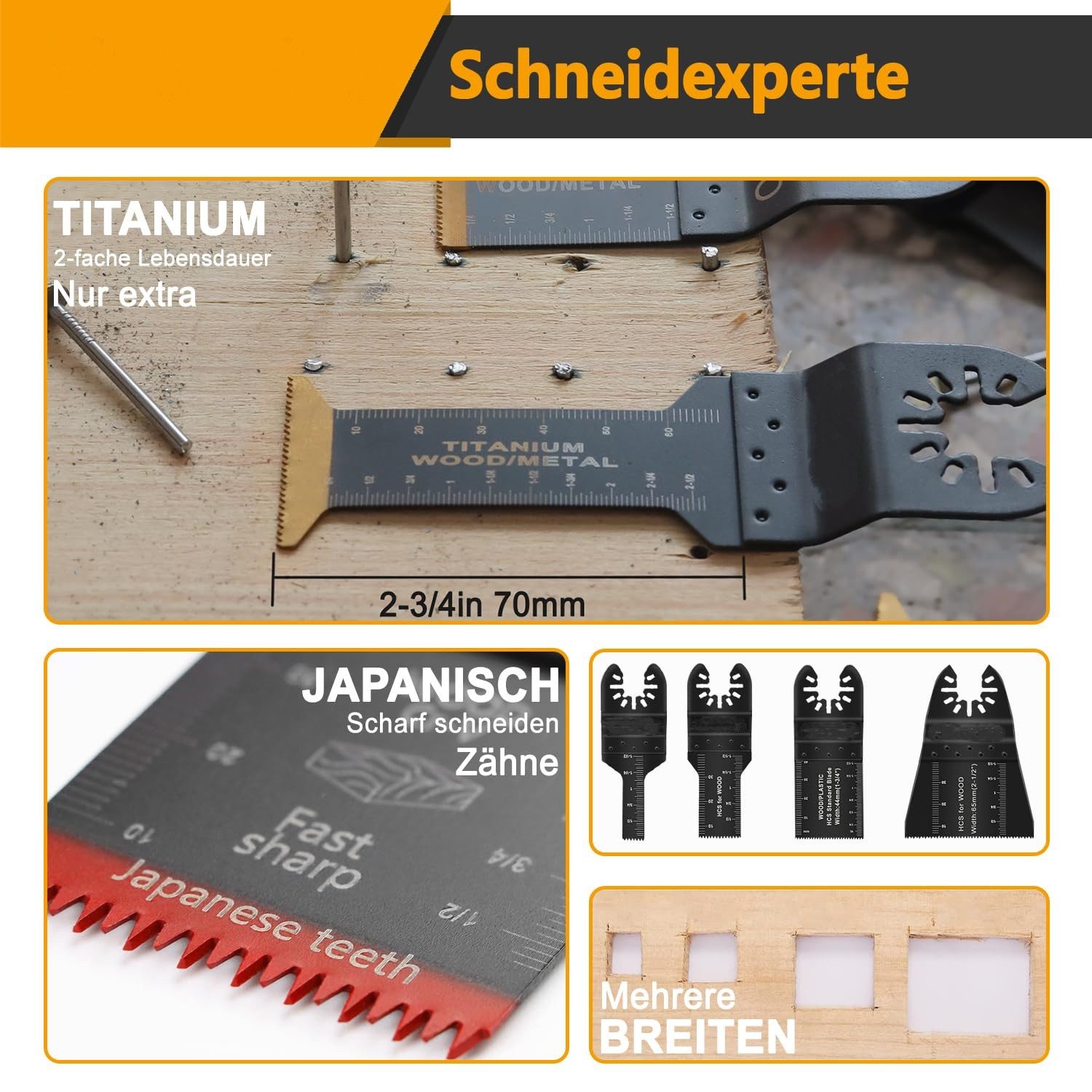 Kityhome Sägeblatt 116-tlg. Multitool-Zubehörset, Sägeblätter, kompatibel (112-St), 116-teiliges,Passend für alle gängigen Oszillationswerkzeuge – Bild 5 von 5