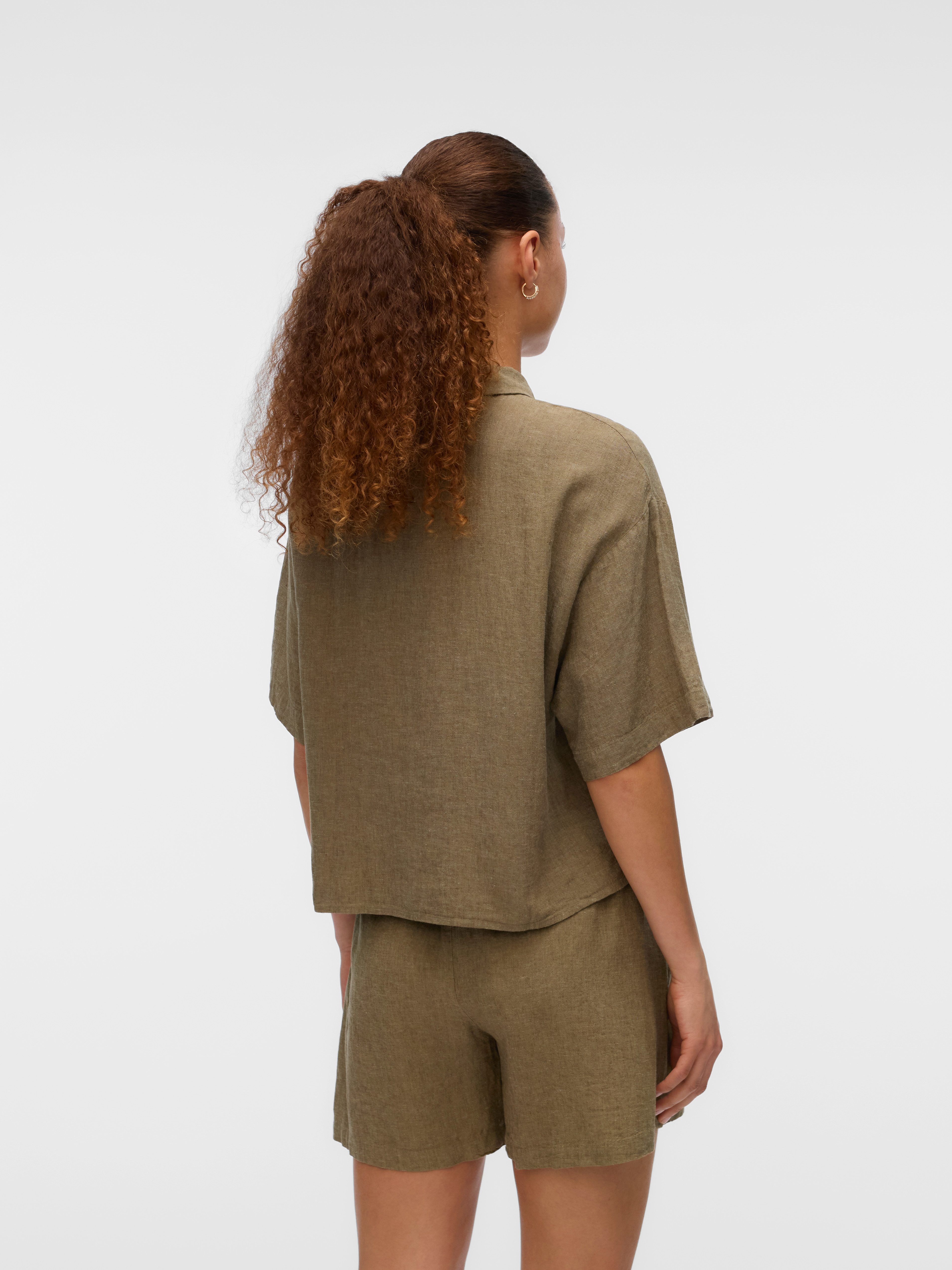 Vero Moda Hemdbluse VMLINN LINEN 2/4 SHORT SHIRT WVN NOOS