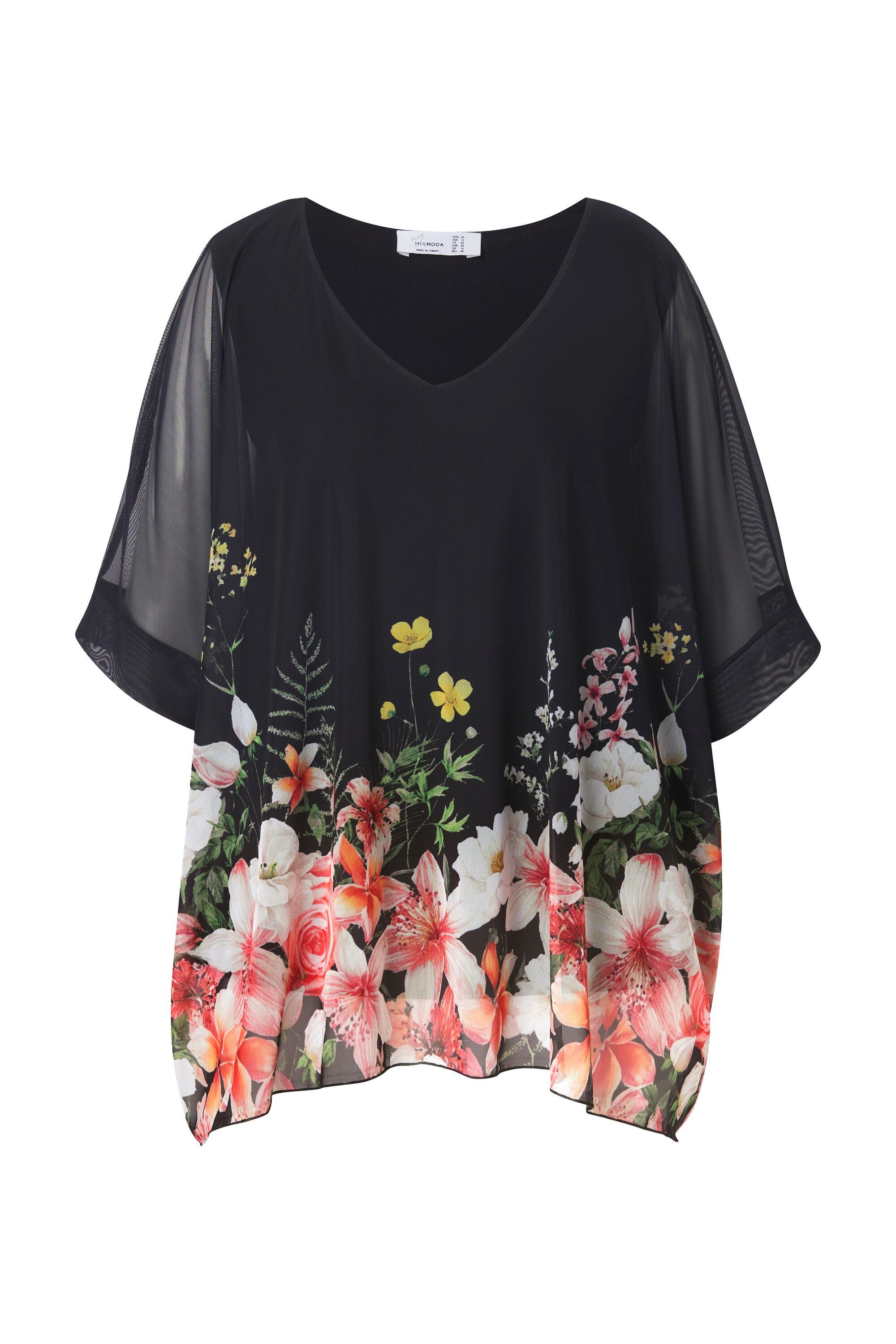 MIAMODA Druckbluse Bluse oversized Mesh Bordürendruck günstig online kaufen