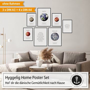Hyggelig Home Poster, Weltraum (Set, 7 St), Knickfreie Lieferung Qualitätsdruck Dickes Papier