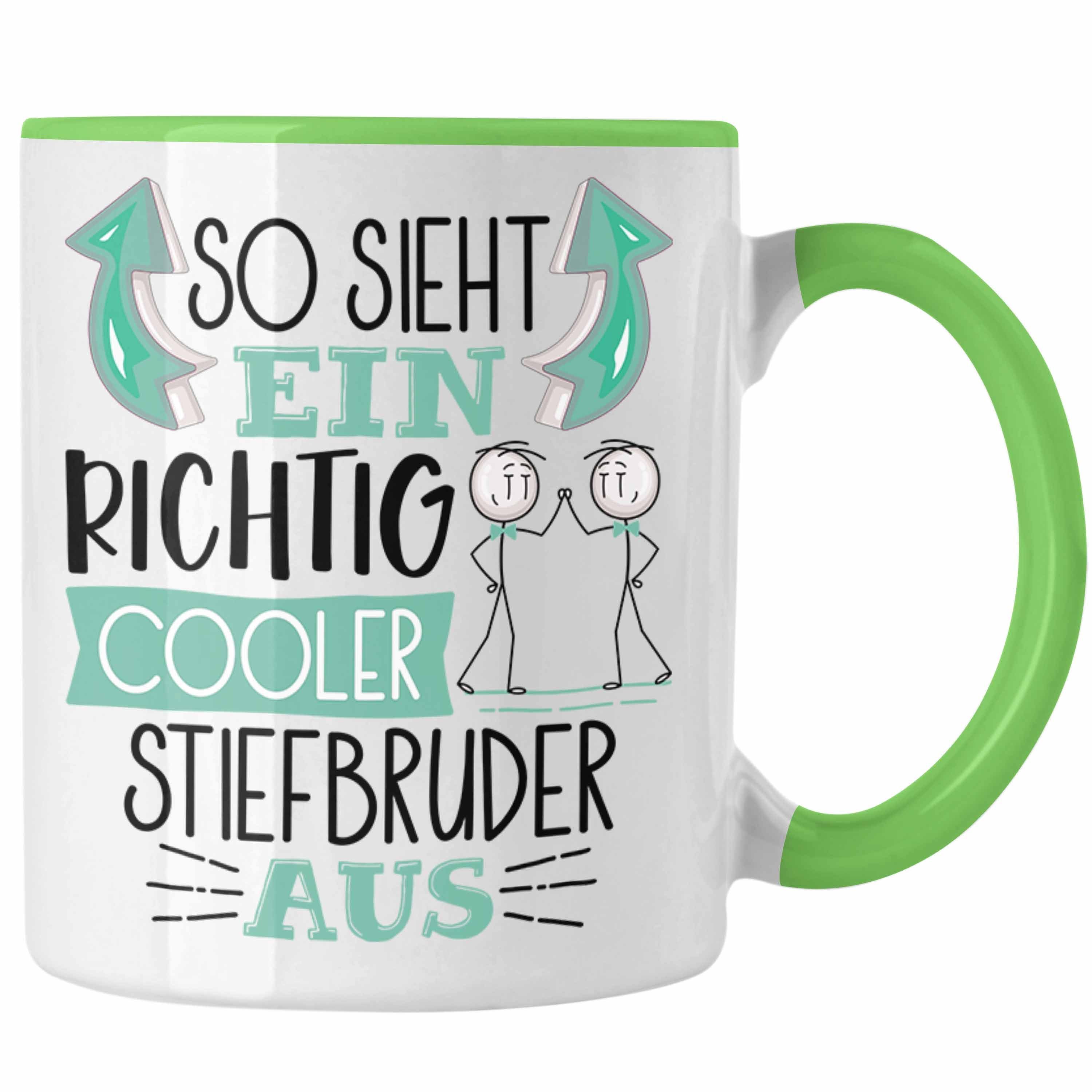 Trendation Tasse Stiefbruder Tasse Geschenk So Sieht Ein RIchtig Cooler Stiefbruder Au Grün | Teetassen