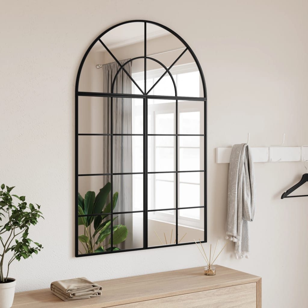 furnicato Wandspiegel 80 x 120 cm Schwarz mit pulverbeschichtetem Rahmen (1-St), Ganzkörperspiegel mit Explosionsschutzfolie für das Badezimmer