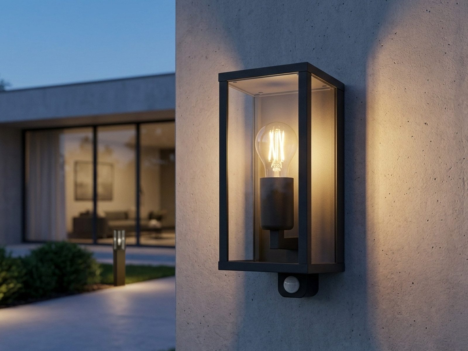 TRIO Leuchten LED Außen-Wandleuchte mit Bewegungsmelder, Höhe 29cm, Bewegungssensor, LED wechselbar, warmweiß, Haus-Wand Außenleuchte zur Fassadenbeleuchtung, inkl. E27 LED