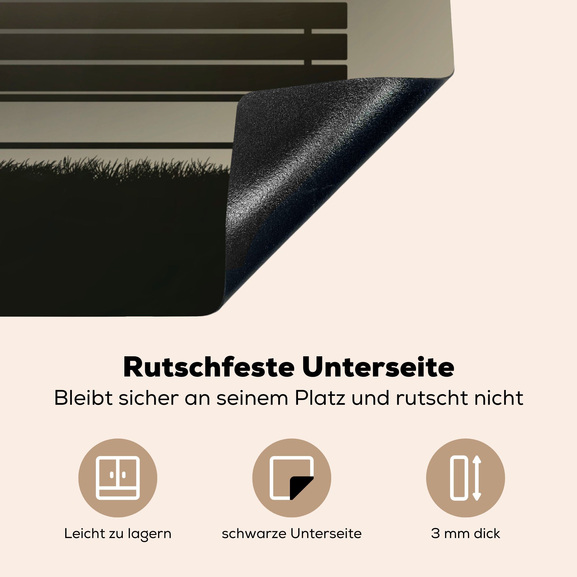 Arbeitsplatte Ceranfeldabdeckung, tlg), 78x78 küche Illustration einer MuchoWow (1 Herdblende-/Abdeckplatte Vinyl, Bank für im Nebel, cm,