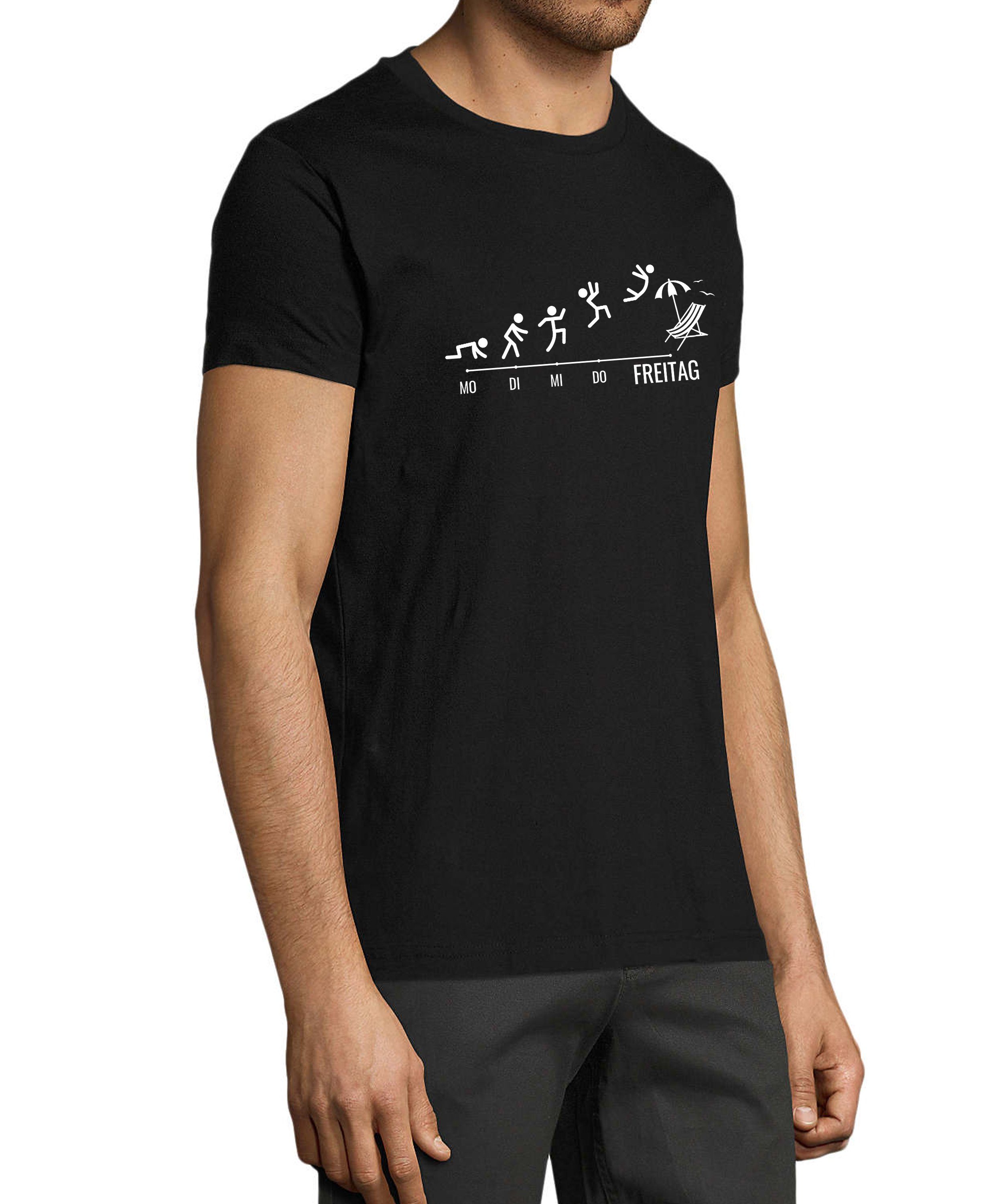 i309 mit schwarz Fun mit Herren Wochentage Print Shirt Strichmännchen Baumwollshirt - Regular Fit, MyDesign24 T-Shirt Aufdruck