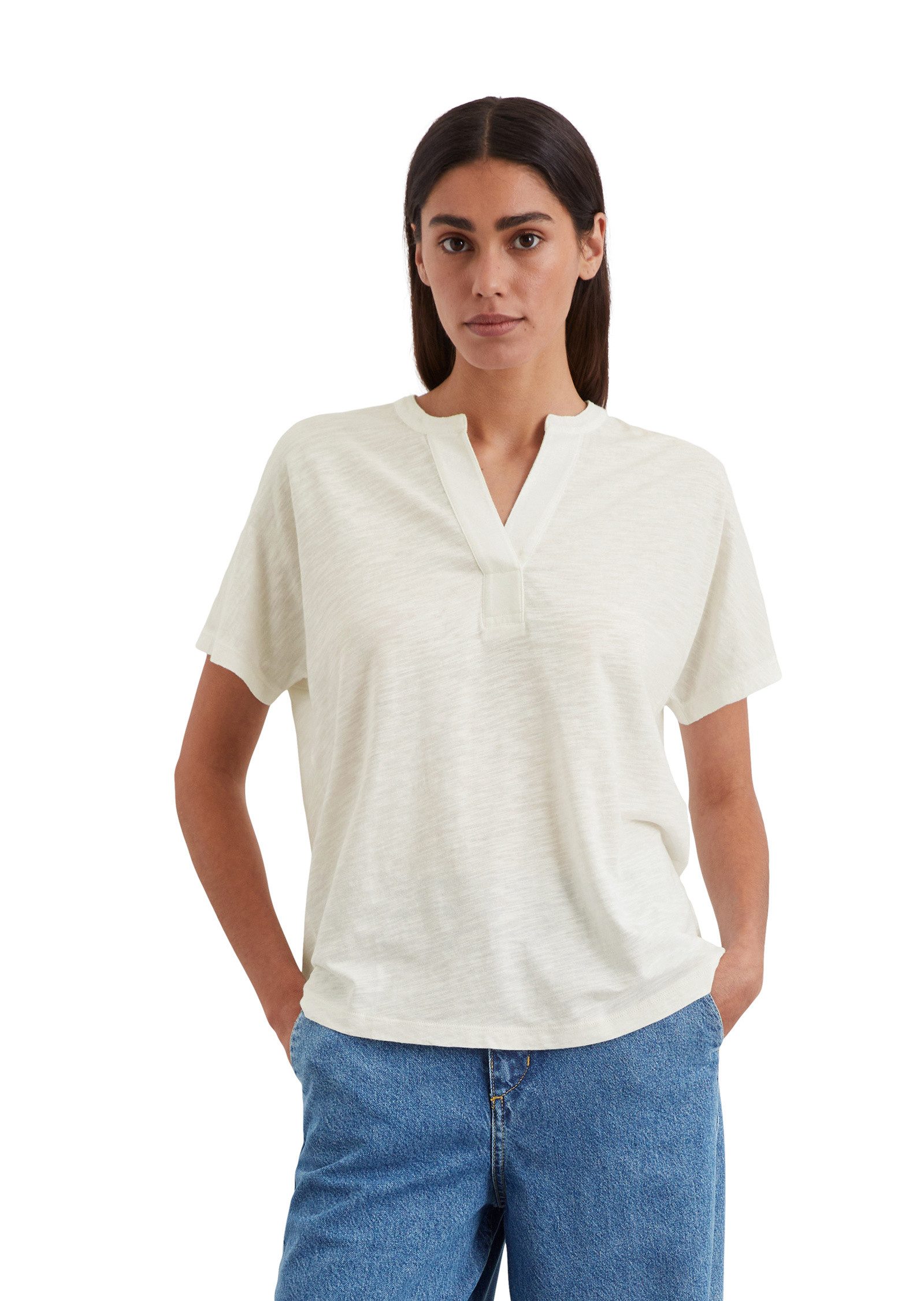 Marc O'Polo Kurzarmbluse aus Organic Cotton-Viskose-Slub-Jersey günstig online kaufen