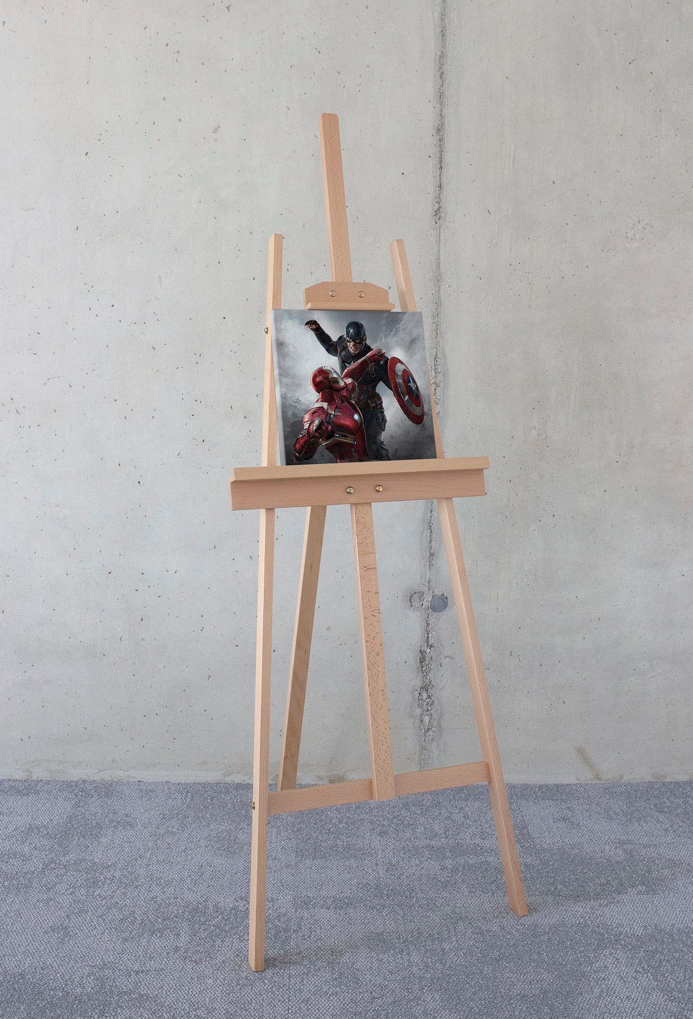 Komar Leinwandbild Captain America vs. Iron Man - Größe 30 x 30 cm, Disney (1 St), Keilrahmenbild mit Echtholzrahmen, Kinderzimmer