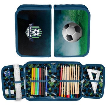 Familando Schulranzen ergonomischer Tornister (Set, 9-tlg., inkl. Federmäppchen (gefüllt) und Sporttasche), Motiv Fussball Football