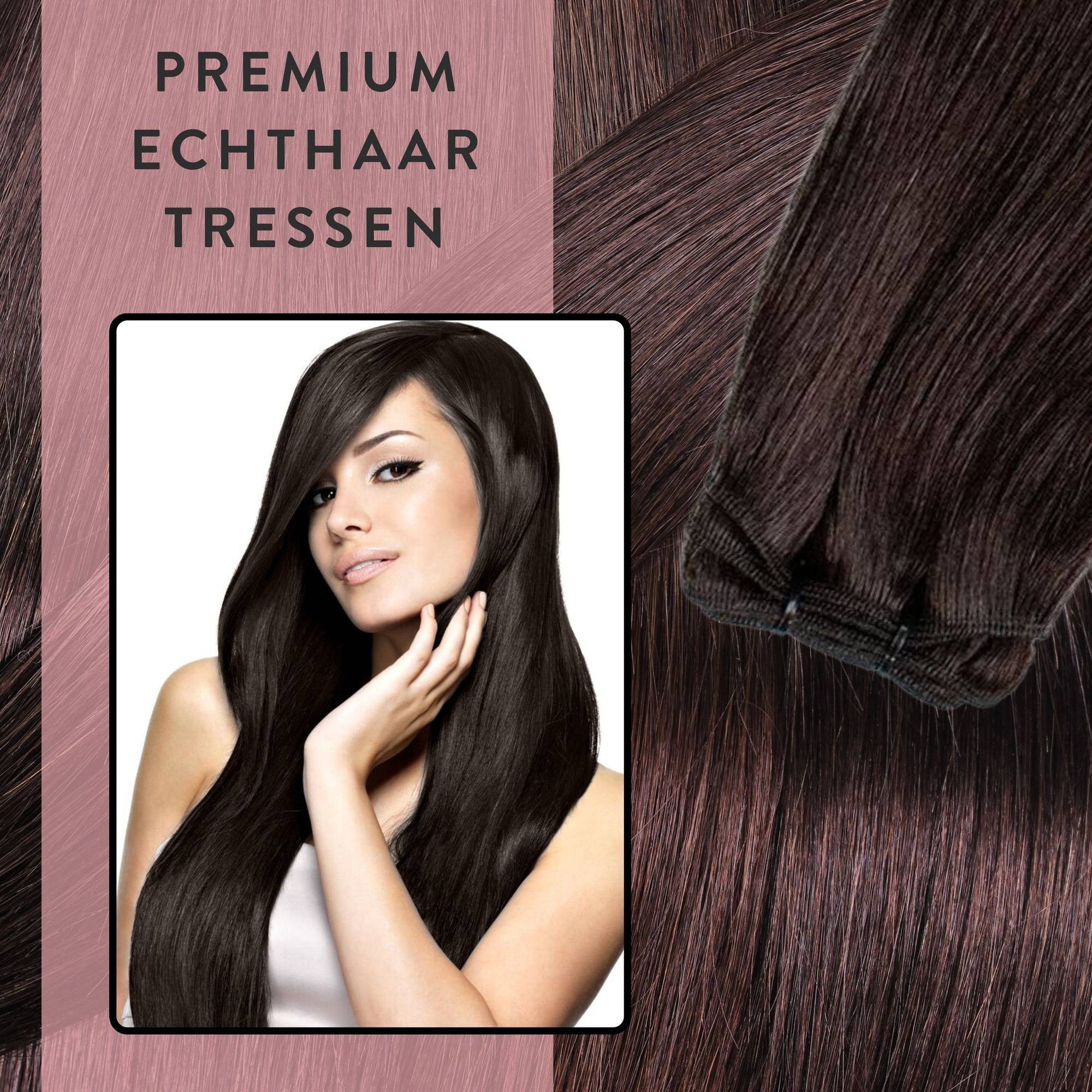 hair2heart Echthaar-Extension Premium Echthaartresse #5/0 Hellbraun 40cm