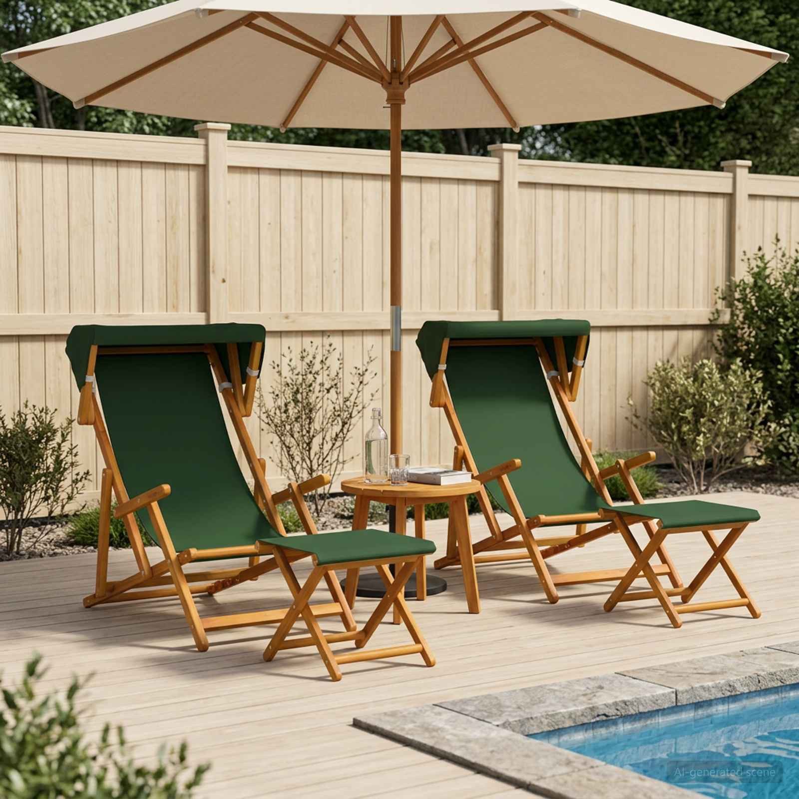 vidaXL Gartenliege Liegestuhl 4 pcs 3 Position Massives Eukalyptus Holz Grün, 4 St.