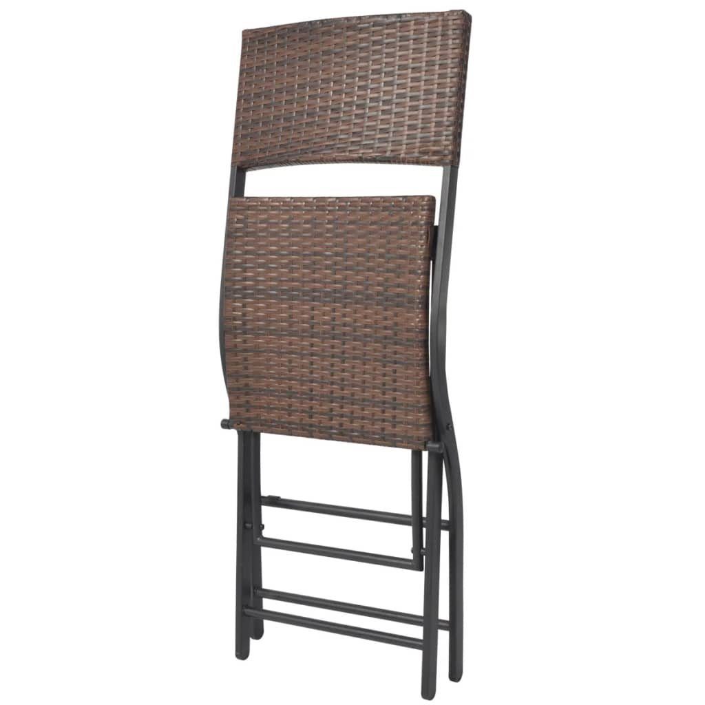 Poly 3-tlg. Bistro-Set Gartenlounge-Set Klappbar vidaXL (3-tlg) Stahl Rattan Braun,