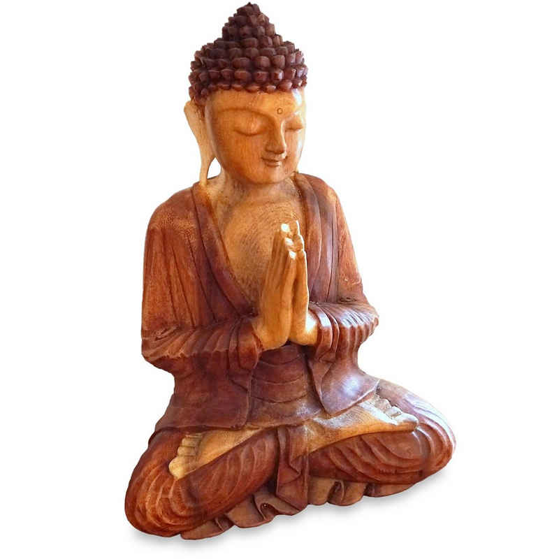 livasia Buddhafigur Buddha aus Holz, betend (30cm/50cm Höhe)
